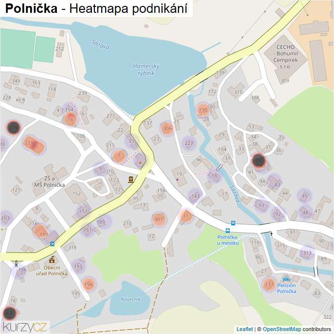 Mapa Polnička - Firmy v části obce.