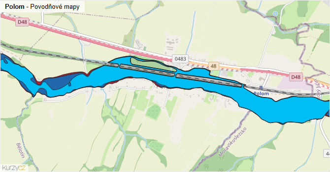 Polom - záplavové mapy stoleté vody