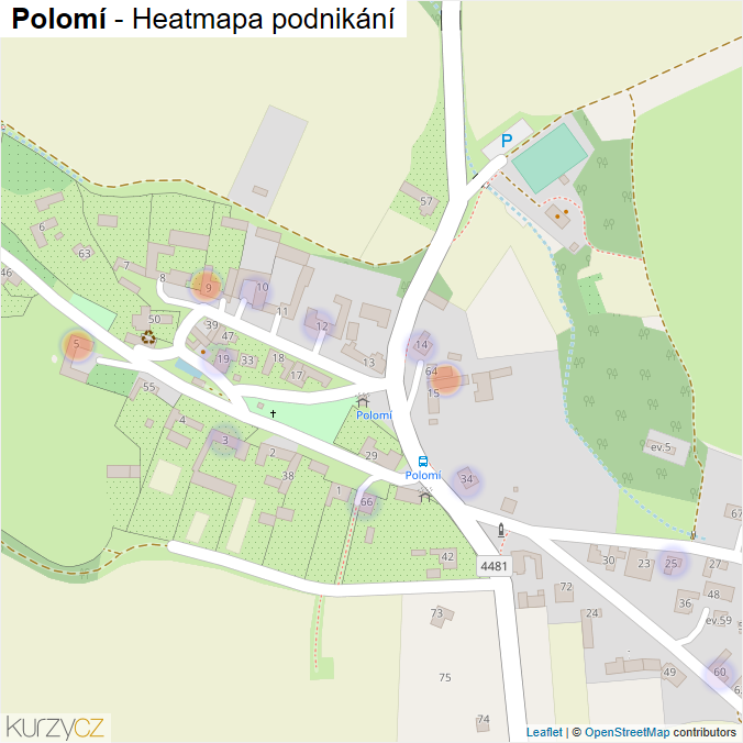 Mapa Polomí - Firmy v části obce.