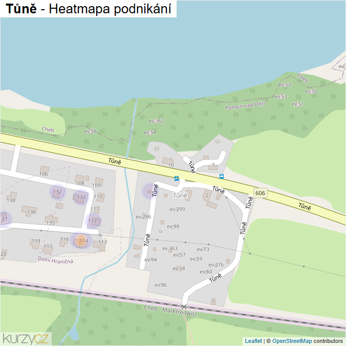 Mapa Tůně - Firmy v ulici.