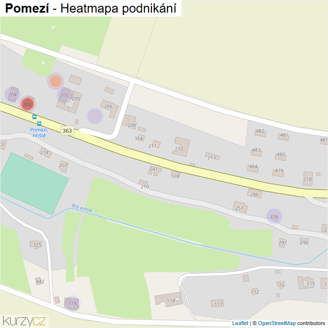 Mapa Pomezí - Firmy v části obce.