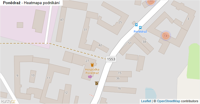 Ponědraž - mapa podnikání
