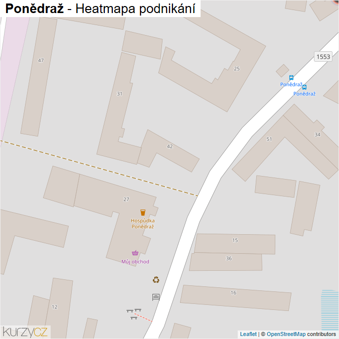 Mapa Ponědraž - Firmy v obci.