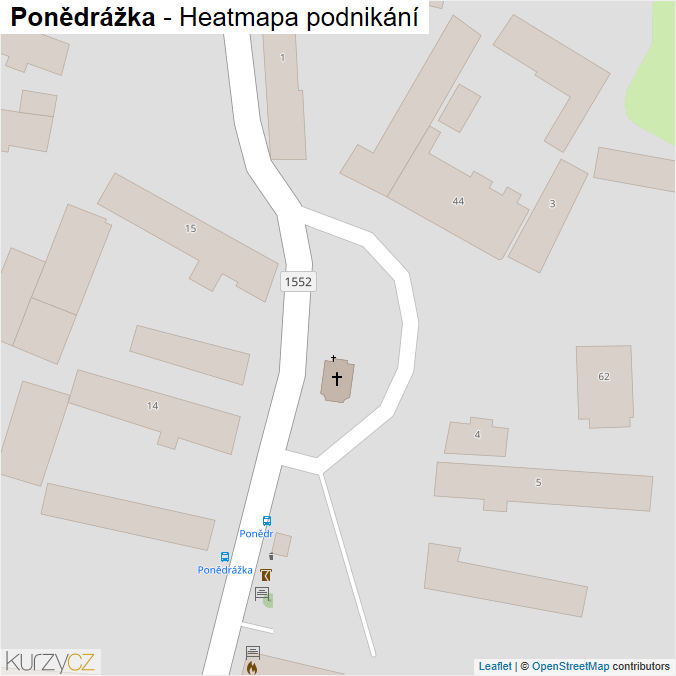 Mapa Ponědrážka - Firmy v obci.