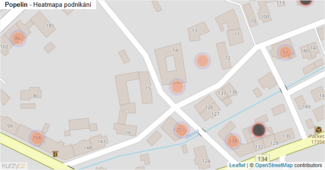 Popelín - mapa podnikání