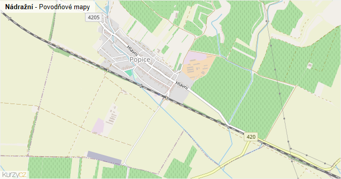 Nádražní - záplavové mapy stoleté vody