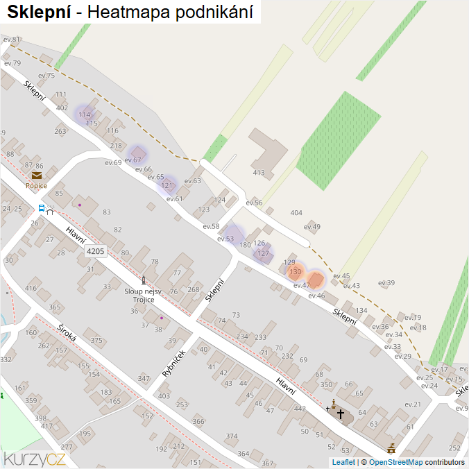 Mapa Sklepní - Firmy v ulici.
