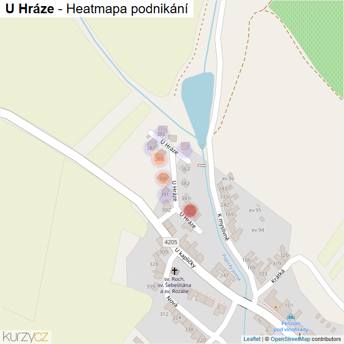 Mapa U Hráze - Firmy v ulici.
