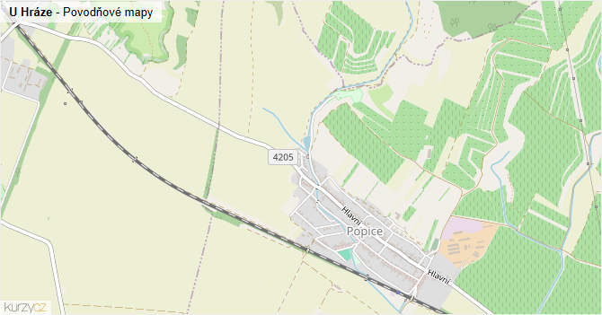 U Hráze - záplavové mapy stoleté vody