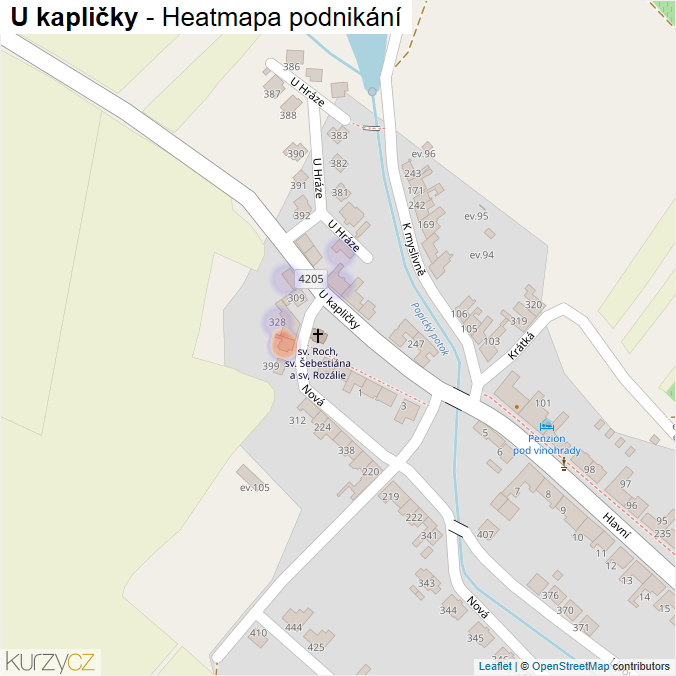 Mapa U kapličky - Firmy v ulici.