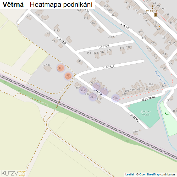 Mapa Větrná - Firmy v ulici.