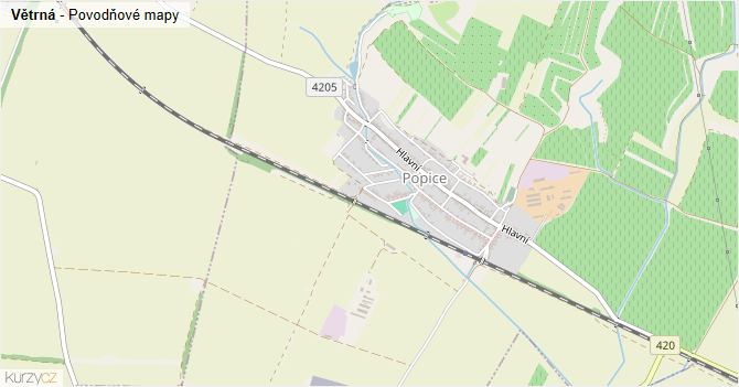 Větrná - záplavové mapy stoleté vody