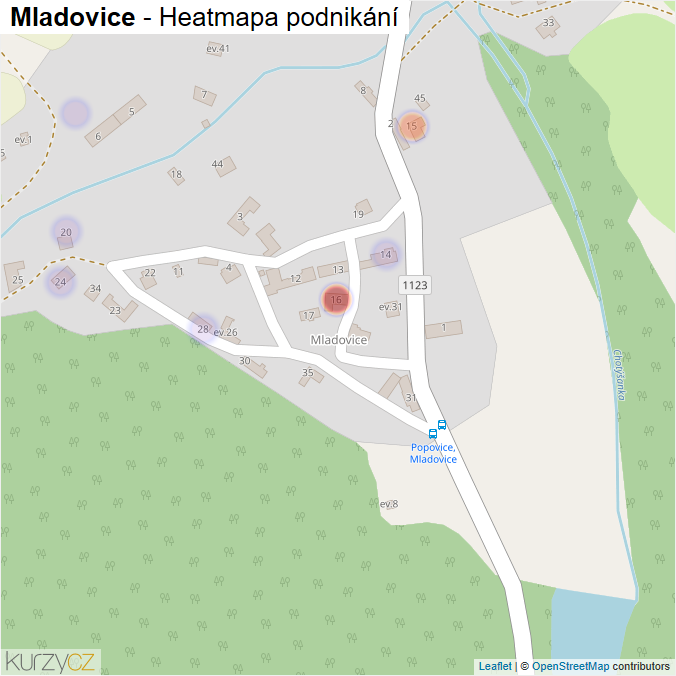 Mapa Mladovice - Firmy v části obce.