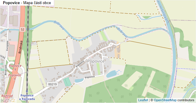 Popovice - mapa části obce