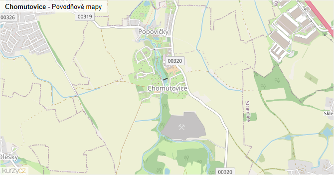 Chomutovice - záplavové mapy stoleté vody