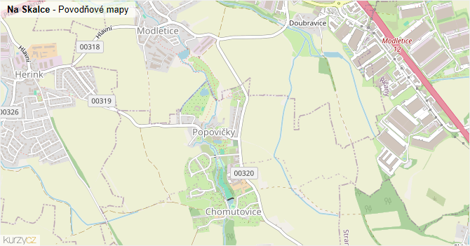 Na Skalce - záplavové mapy stoleté vody
