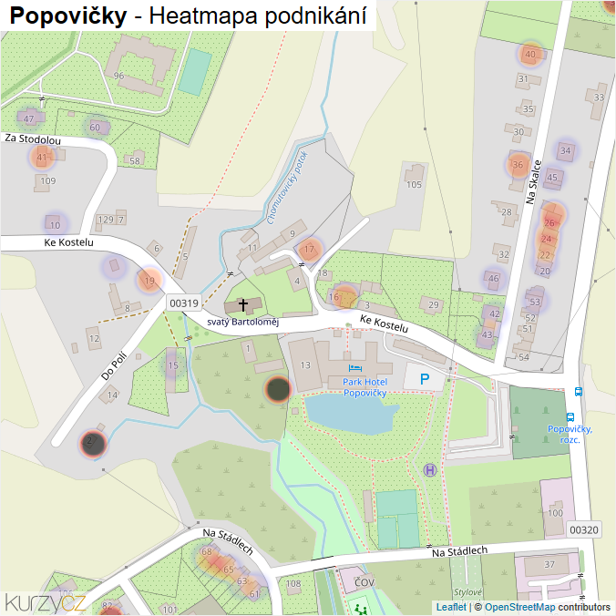 Mapa Popovičky - Firmy v části obce.