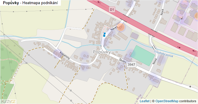 Popůvky - mapa podnikání