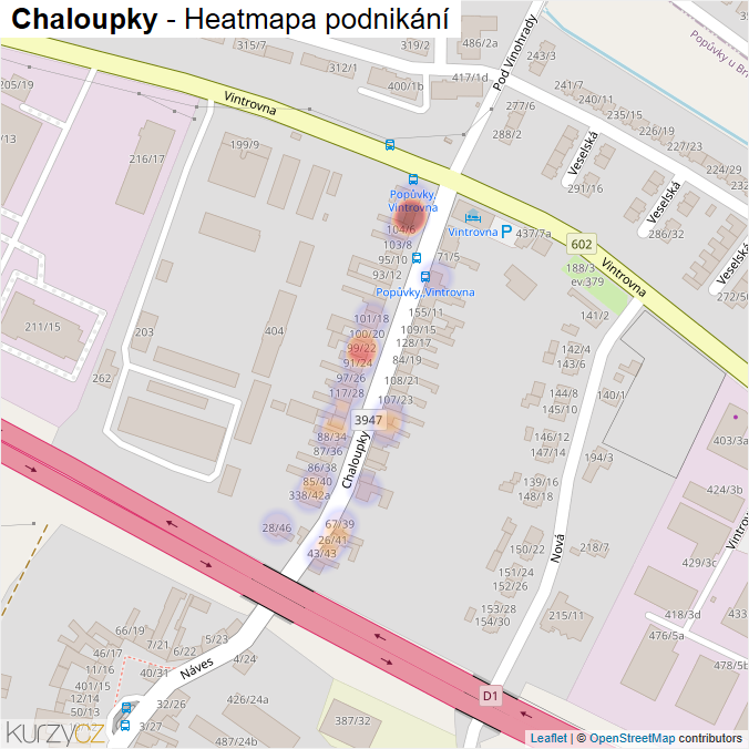 Mapa Chaloupky - Firmy v ulici.