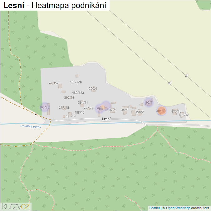 Mapa Lesní - Firmy v ulici.