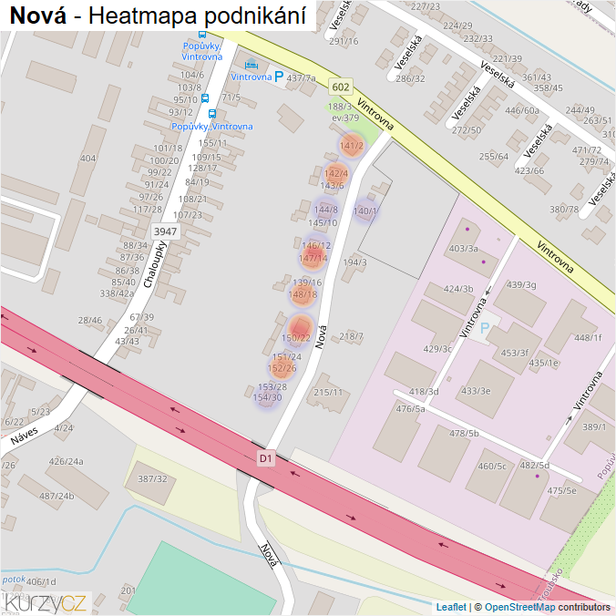 Mapa Nová - Firmy v ulici.