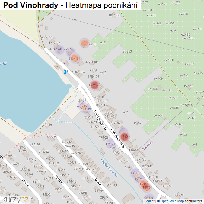 Mapa Pod Vinohrady - Firmy v ulici.