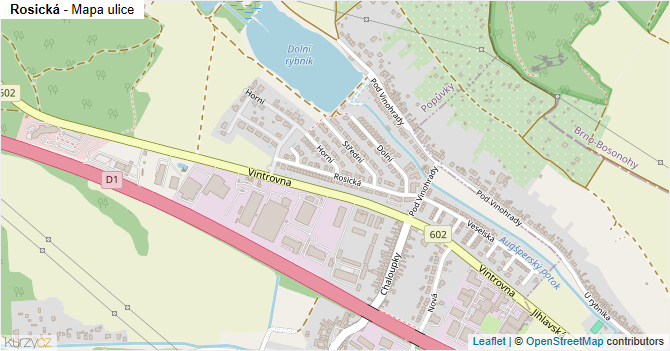 Rosická - mapa ulice