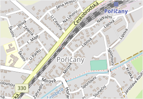 1. máje v obci Poříčany - mapa ulice