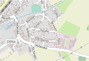 Dlouhá v obci Poříčany - mapa ulice