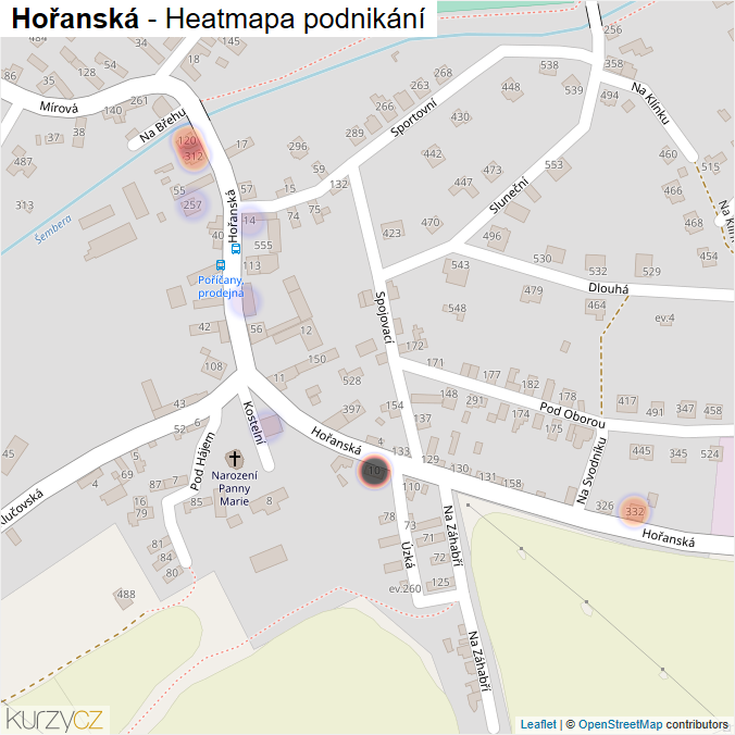 Mapa Hořanská - Firmy v ulici.