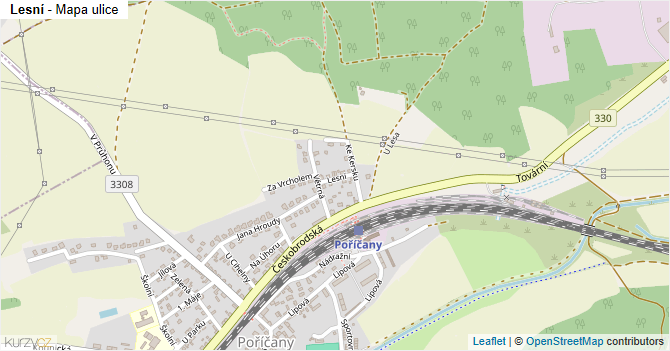Lesní - mapa ulice