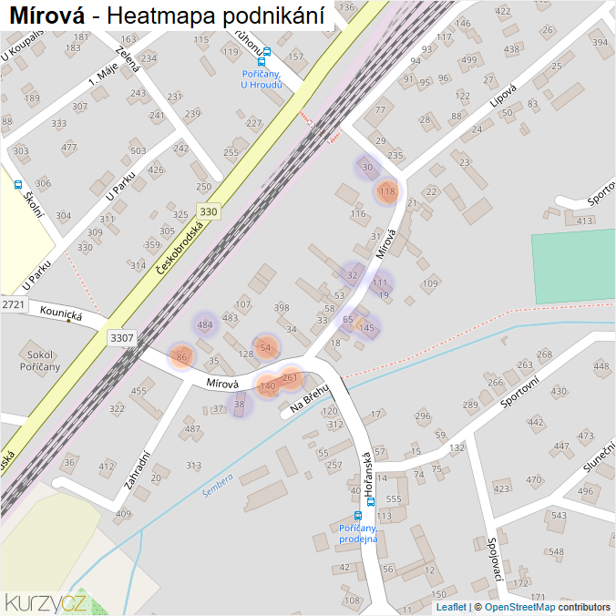 Mapa Mírová - Firmy v ulici.