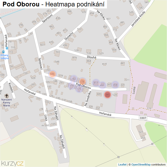Mapa Pod Oborou - Firmy v ulici.