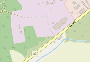 Tovární v obci Poříčany - mapa ulice