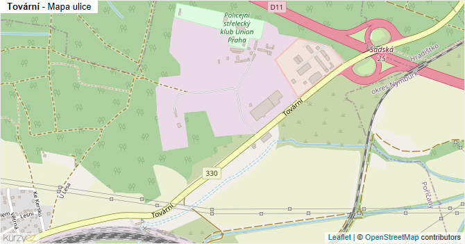 Tovární - mapa ulice