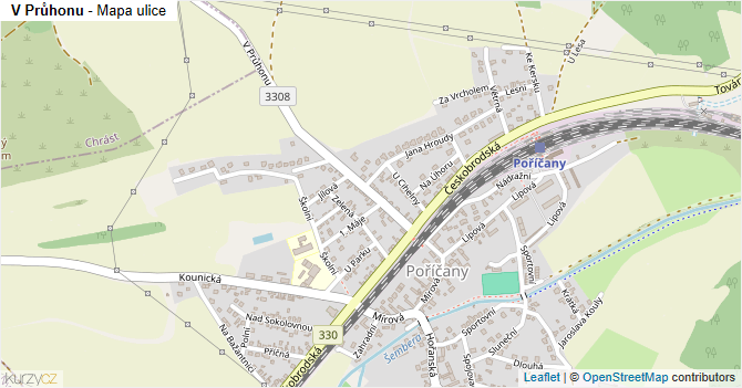 V Průhonu - mapa ulice