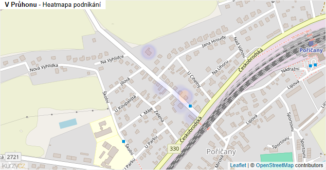 V Průhonu - mapa podnikání