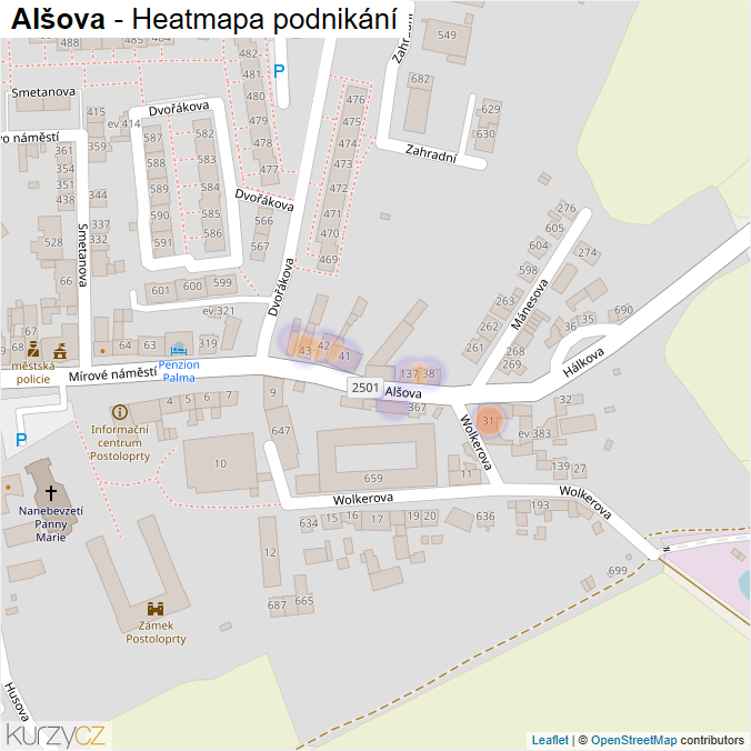 Mapa Alšova - Firmy v ulici.