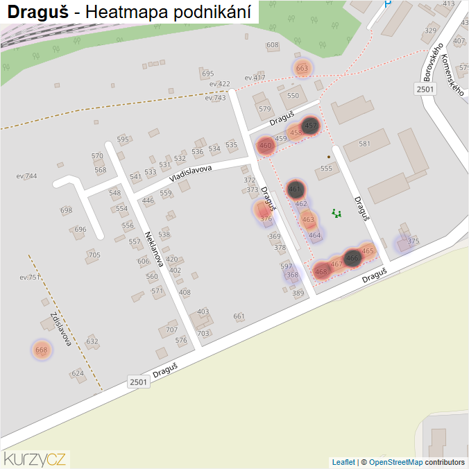 Mapa Draguš - Firmy v ulici.