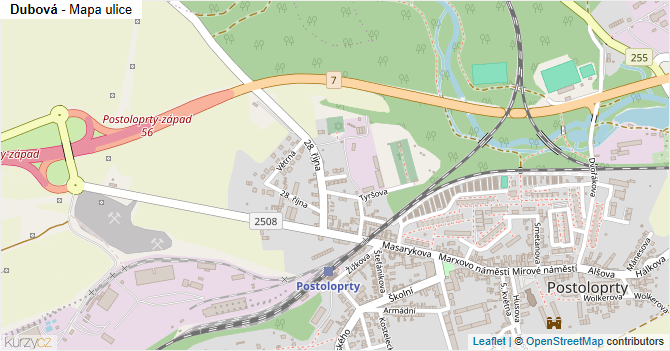 Dubová - mapa ulice