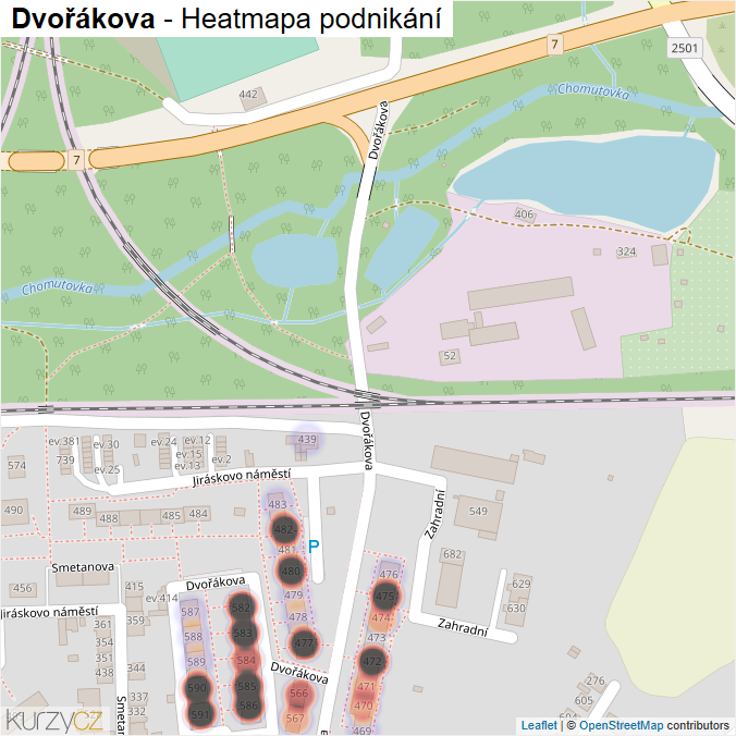 Mapa Dvořákova - Firmy v ulici.