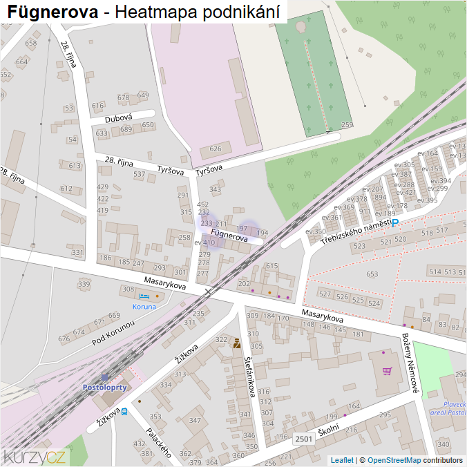 Mapa Fügnerova - Firmy v ulici.