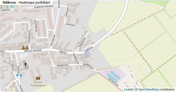 Hálkova - mapa podnikání