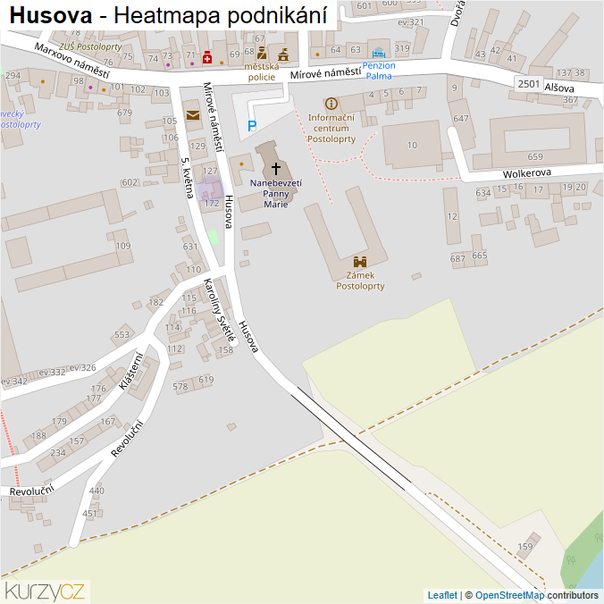 Mapa Husova - Firmy v ulici.