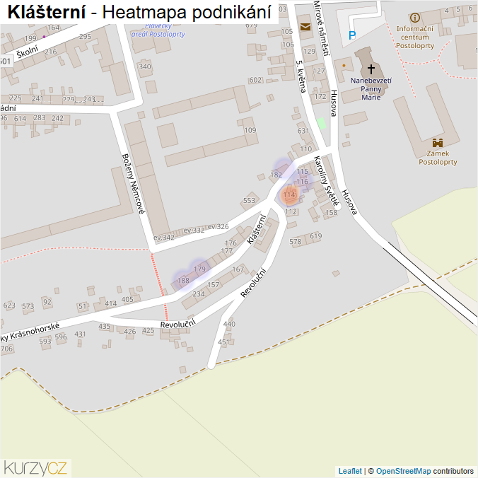 Mapa Klášterní - Firmy v ulici.