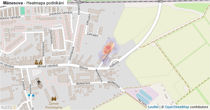 Mánesova - mapa podnikání