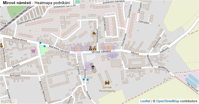 Mírové náměstí - mapa podnikání