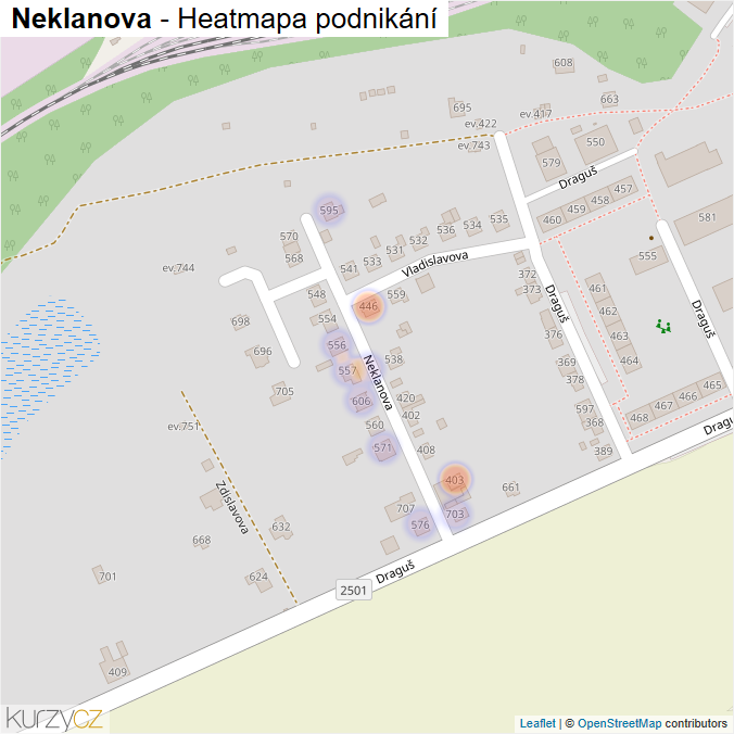 Mapa Neklanova - Firmy v ulici.