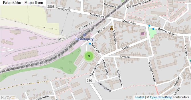Palackého - mapa firem