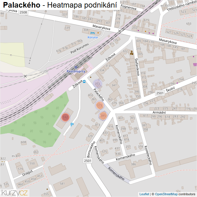 Mapa Palackého - Firmy v ulici.